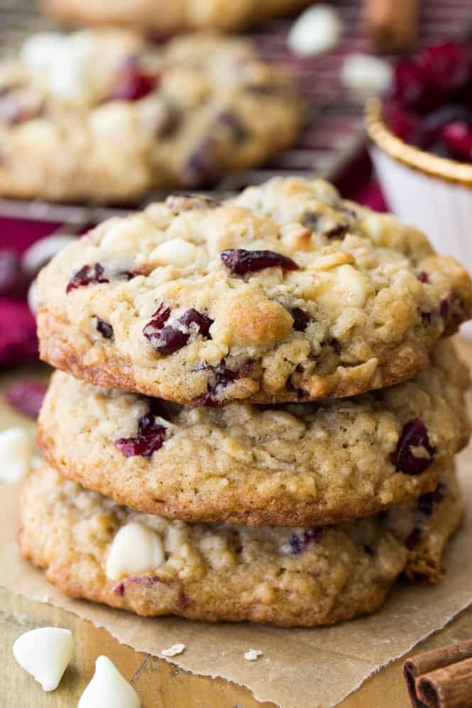 White chocolate cranberry oat cookies
