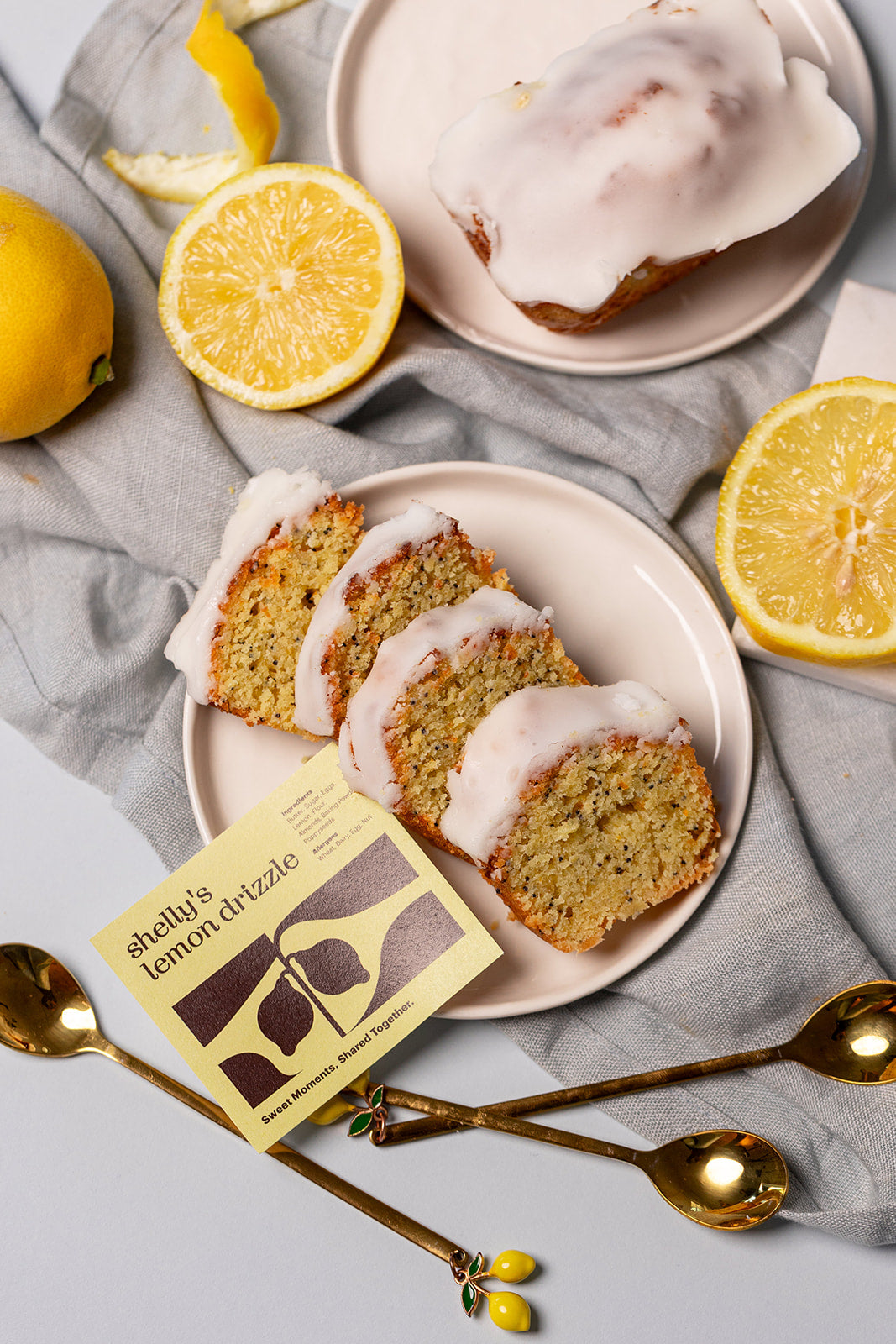 Shelly's lemon drizzle slices with their label
