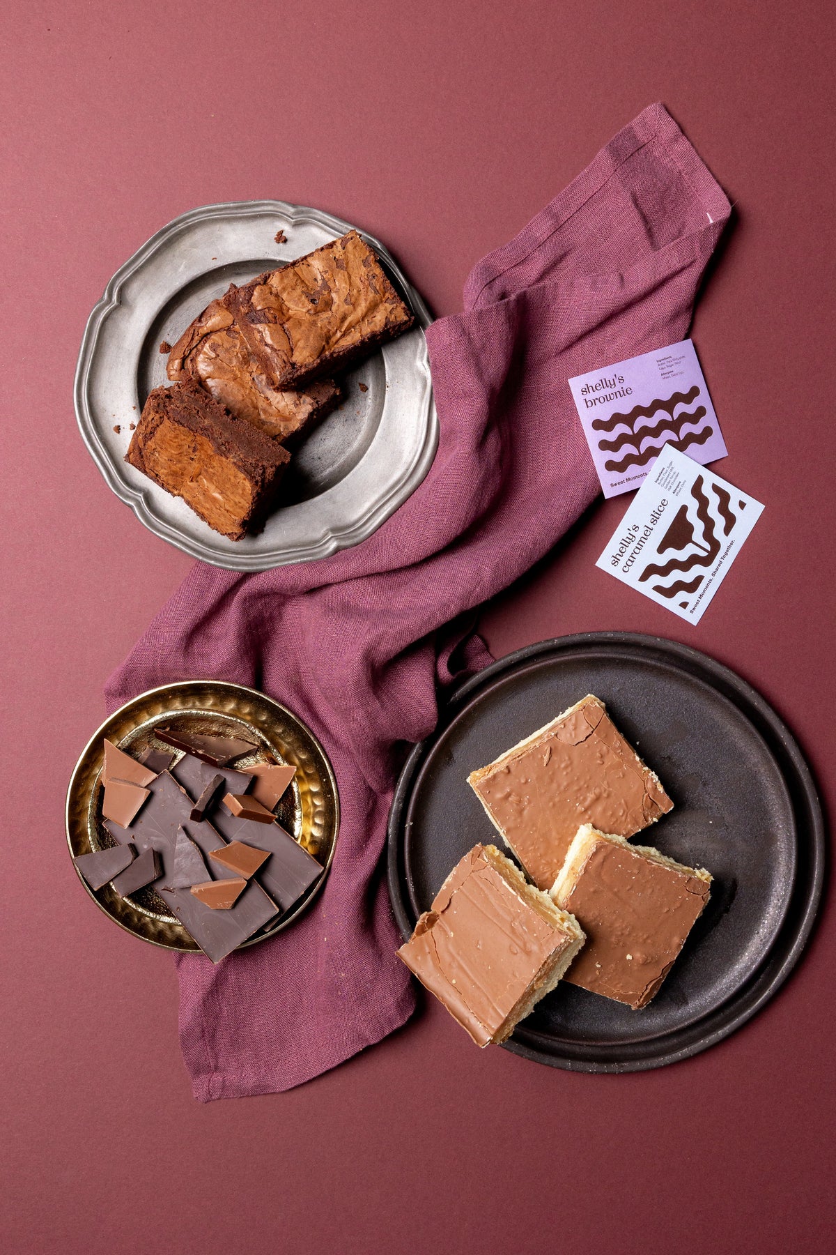 Shelly's chocolate brownies on a plate