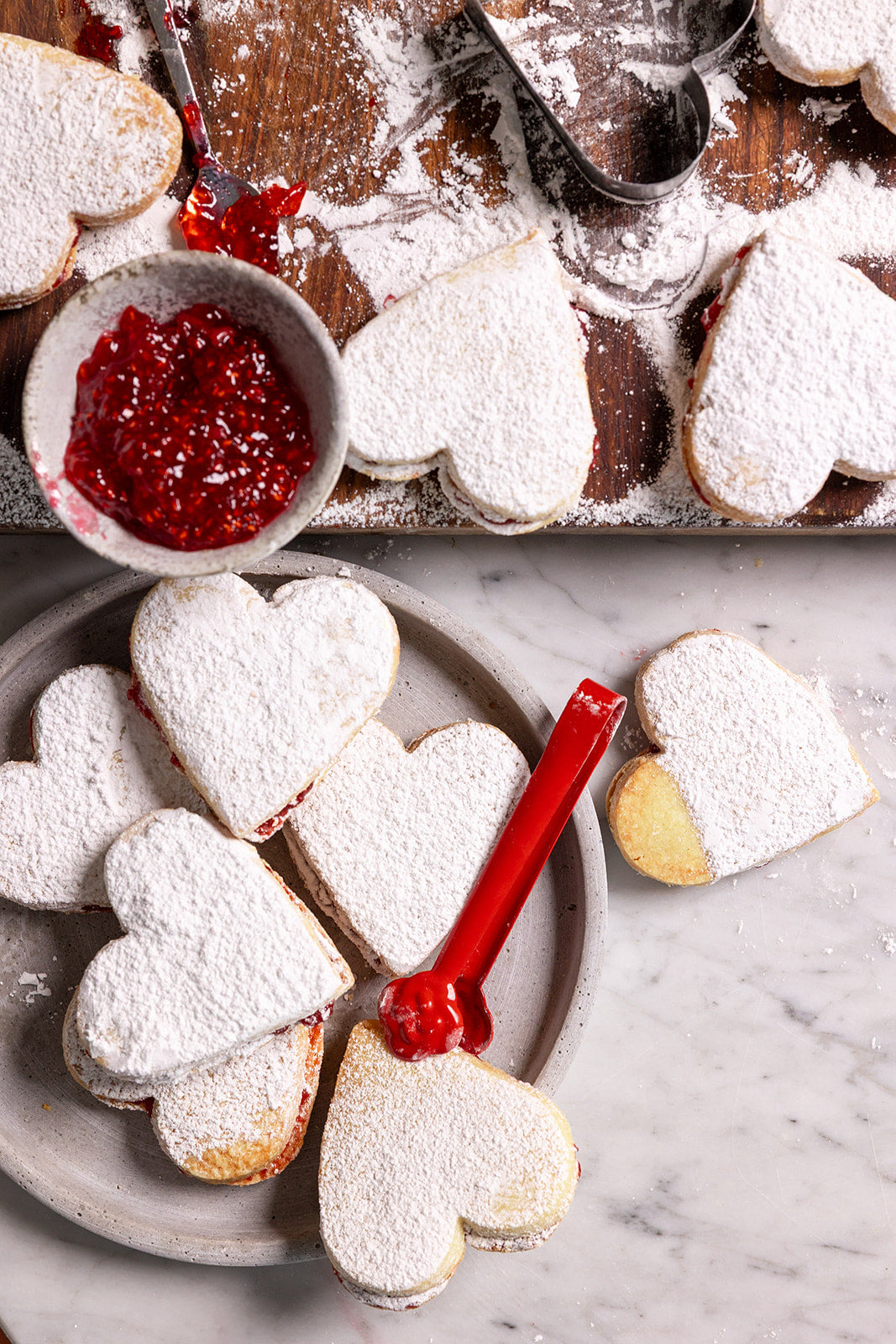 Shelly's heart-shaped shortbread with homemade raspberry jam