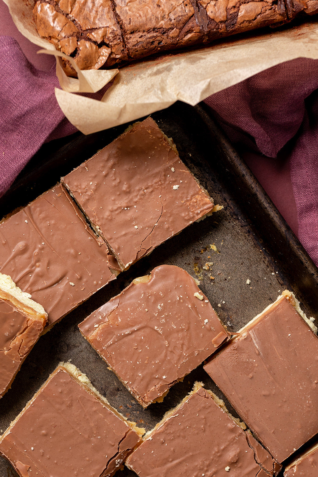 A tray of Shelly's homemade caramel slices